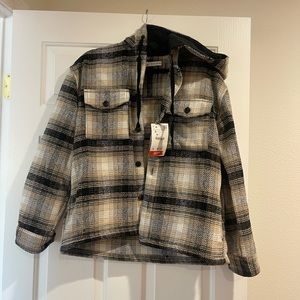 ZARA Wool Hooded Plaid Jacket